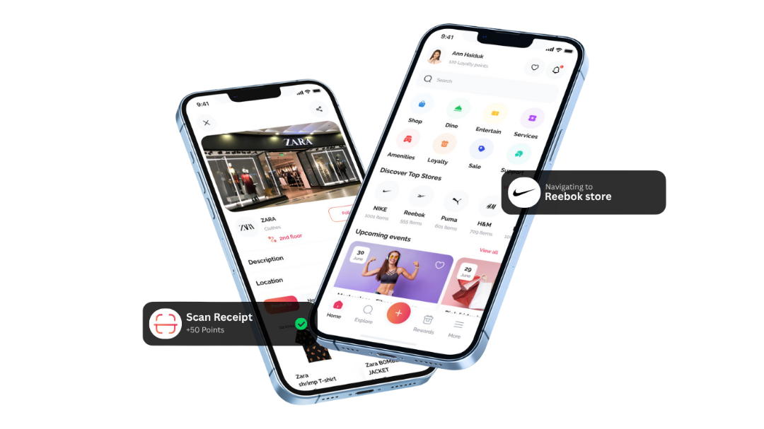 Simplaq shopping mall app shown on a mobile phone